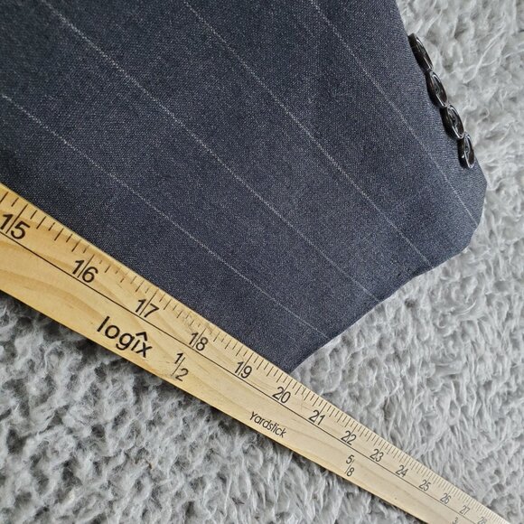 Christian Dior Jacket Mens 42L Gray Monsieur Pinstripe Double Breasted Wool - Picture 8 of 9